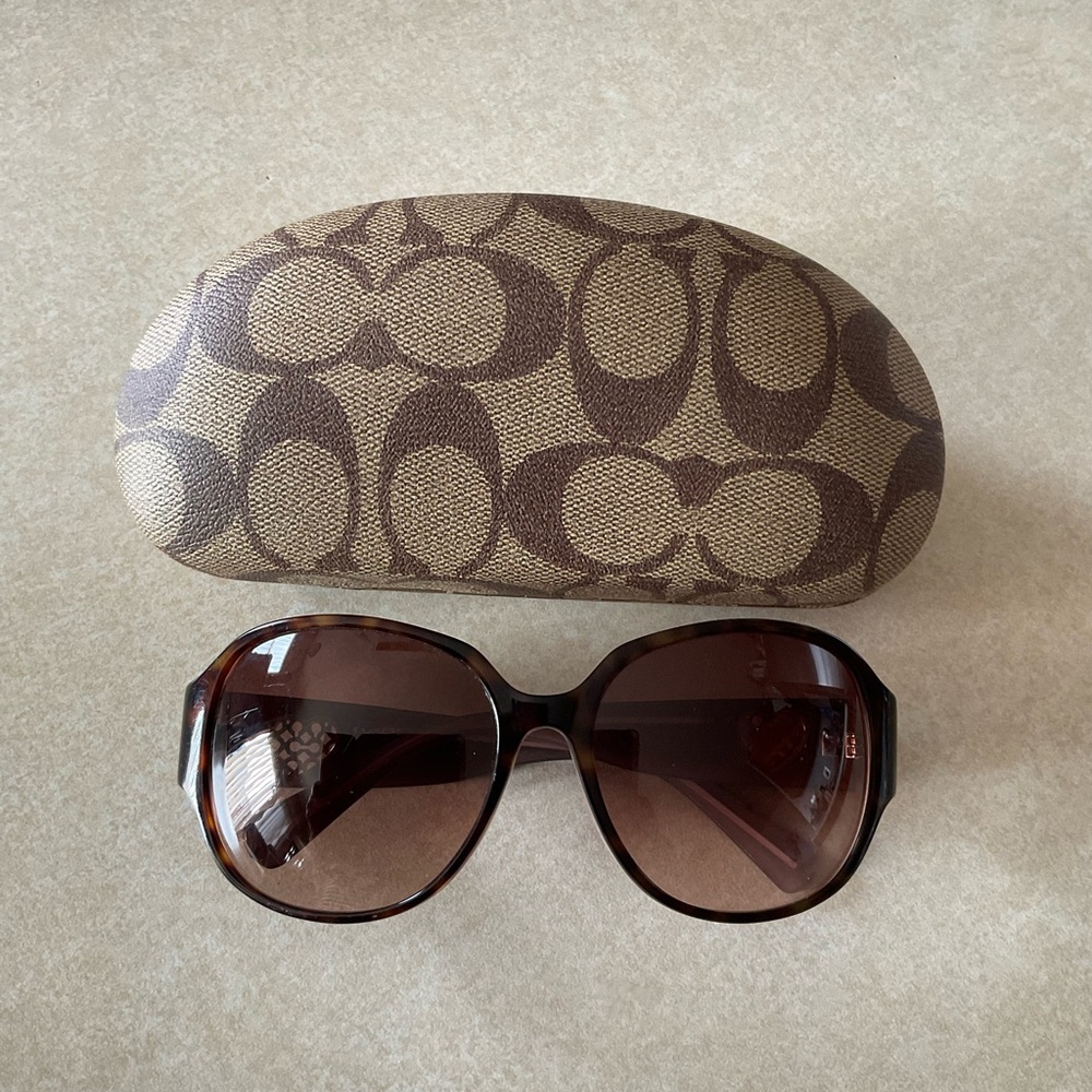 Chic Brown Sunglasses With Patterned Case - image 1
